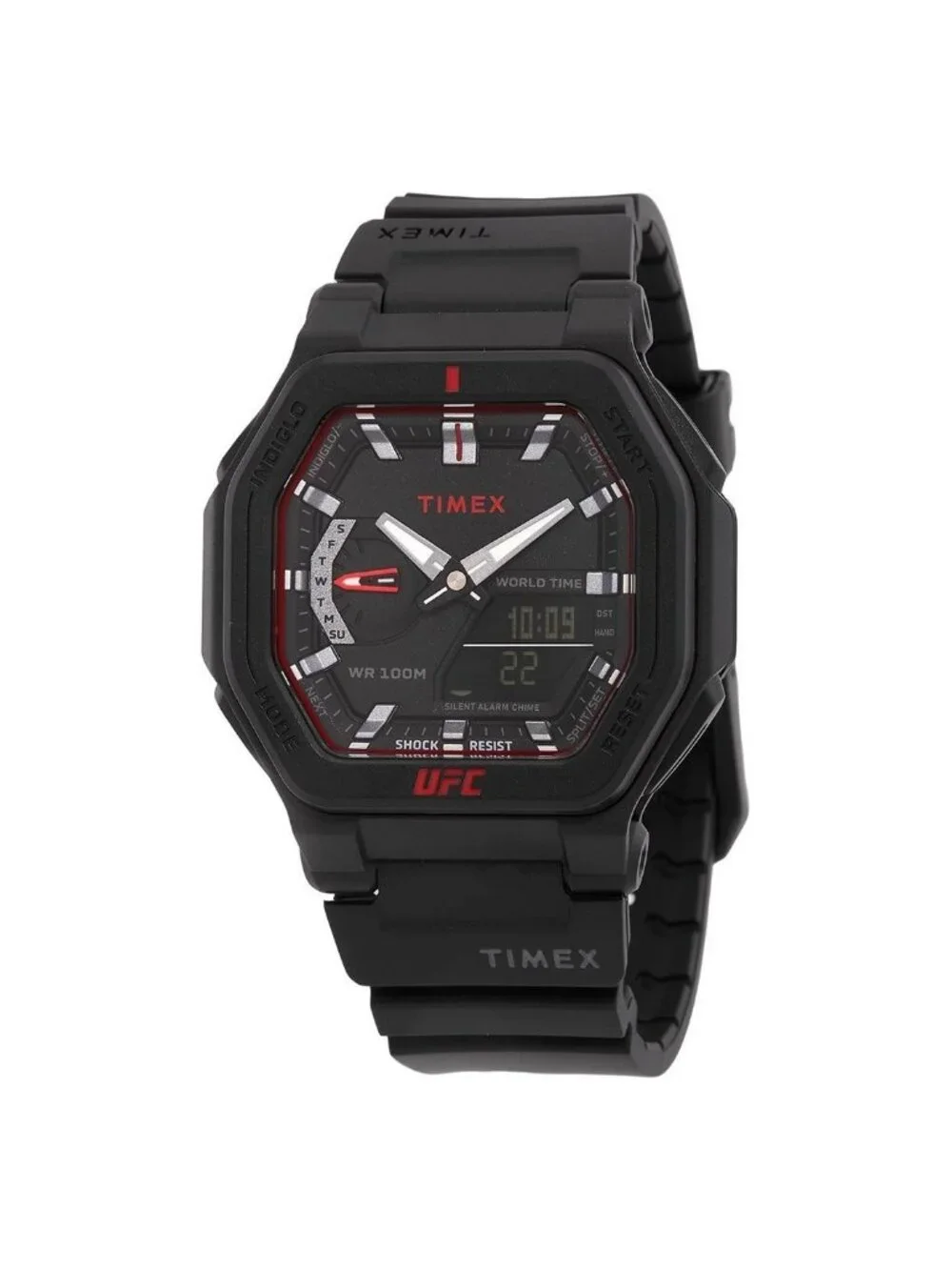 NWT Timex UFC Colossus Alarm World Time Quartz Analog-Digital Black Dial Men's W